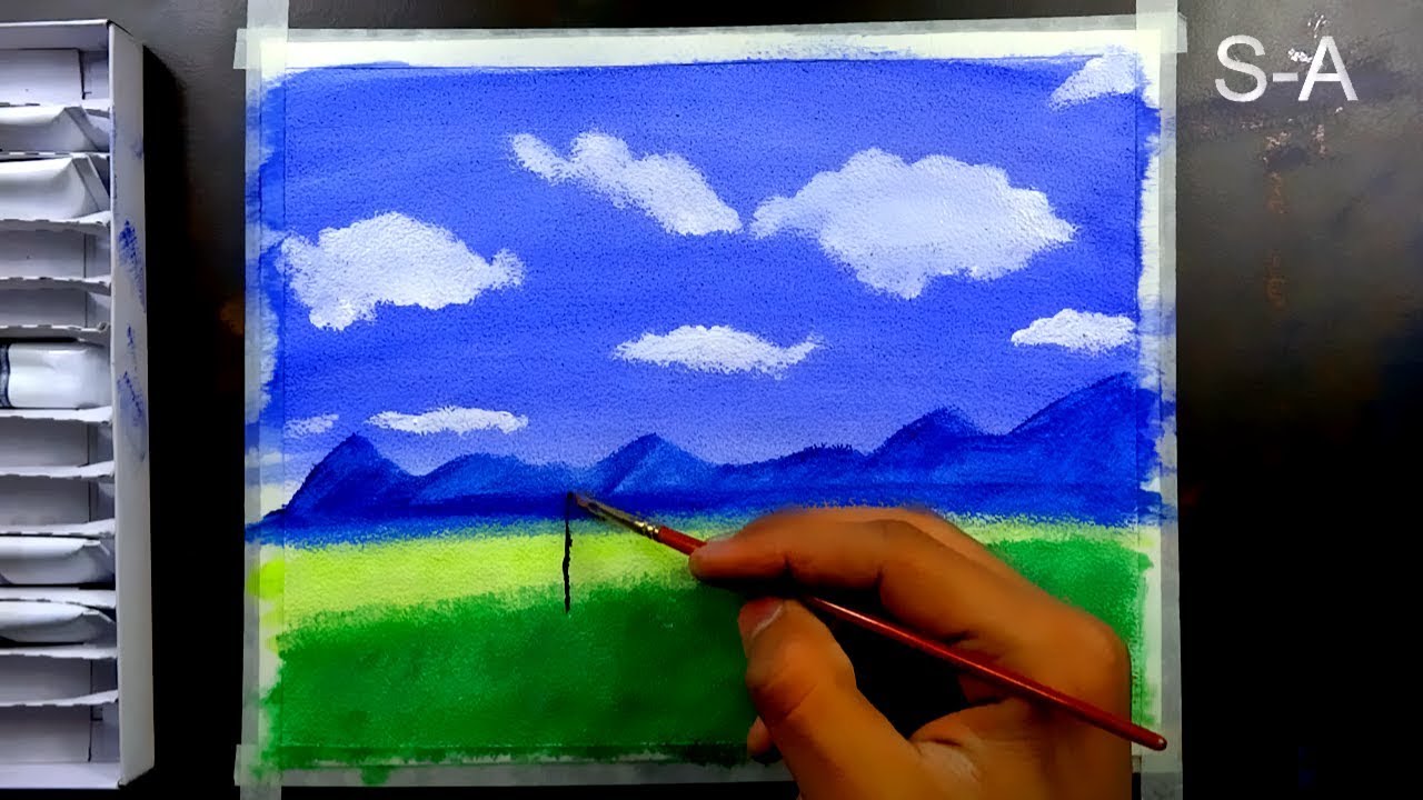 Easy | and beautiful sky with clouds | painting for beginners# - YouTube