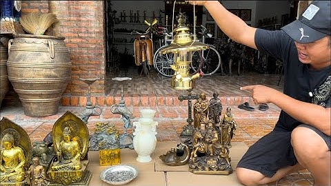 Đèn mang xong đồng mạ vàng _ Tượng đá Ngọc xưa. Trưa 12/11 #đồcổcầnthơ #đồcổ 