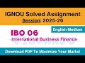 IGNOU IBO 06 Solved Assignment 2025-26 English Medium