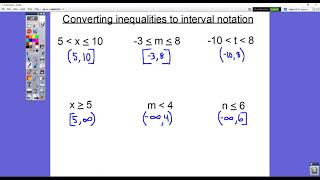 Algebra 11-3 Interval Notation