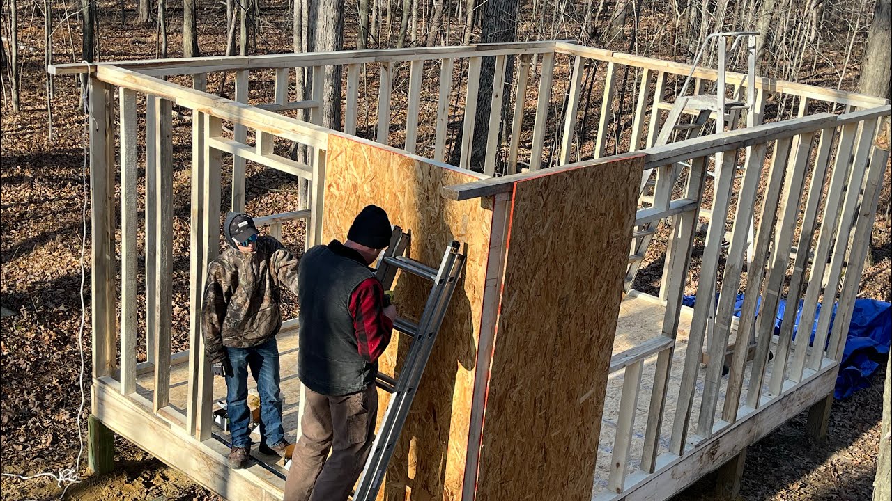 Building an OFF GRID CABIN! - Part 2 - the Walls Go Up! - YouTube