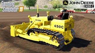 Farming Simulator 19 - JOHN DEERE 450 C Dozer Pushes The Dirt In The Hole
