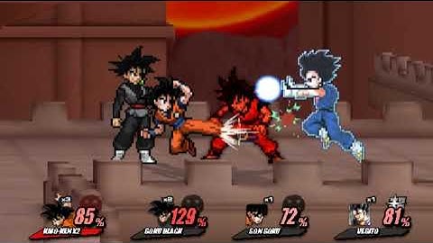 SSF2 MODS Random battle # 1(goku_beta)vs(black_goku)vs(goku_dbs)vs(vegito) read in the description