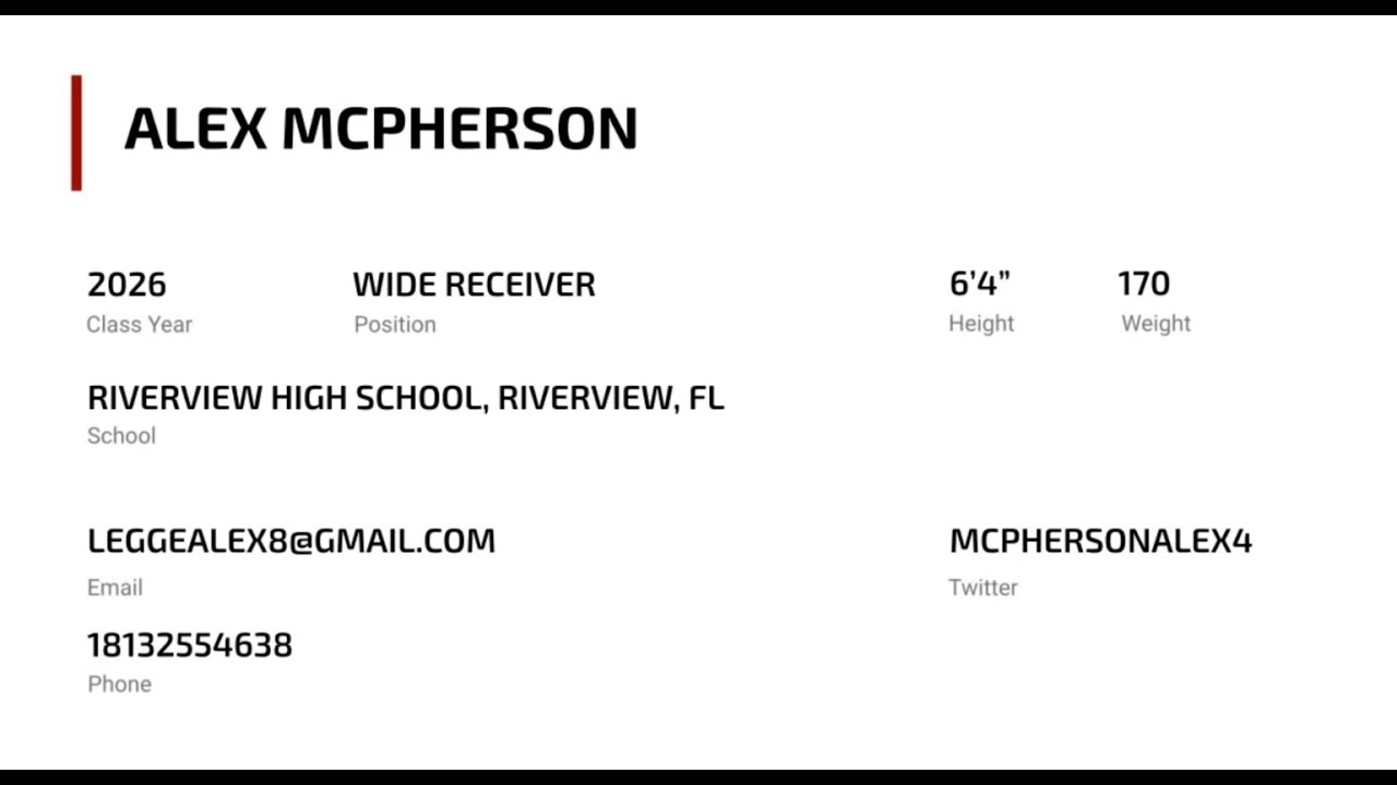 Alex McPherson (2026, Wide Receiver)