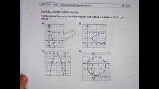 MCR3U - Functions, Domain and Range