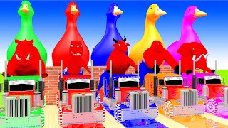 Paint & Animals Duck, Cow, Gorilla, Goat, Lion, chicken, Elephant Fountain Crossing Super Cartoon!