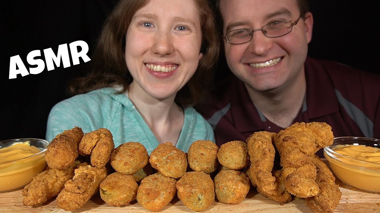 ASMR CHEESY JALAPENO POPPERS+TENDERS MUKBANG (With Hubby!) EATING SOUNDS