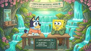 Bluey Earth Day Waterfall 🌱 Warm Lofi Beats for Study &amp; Deep Focus 🌊 Morning Classroom Vibes