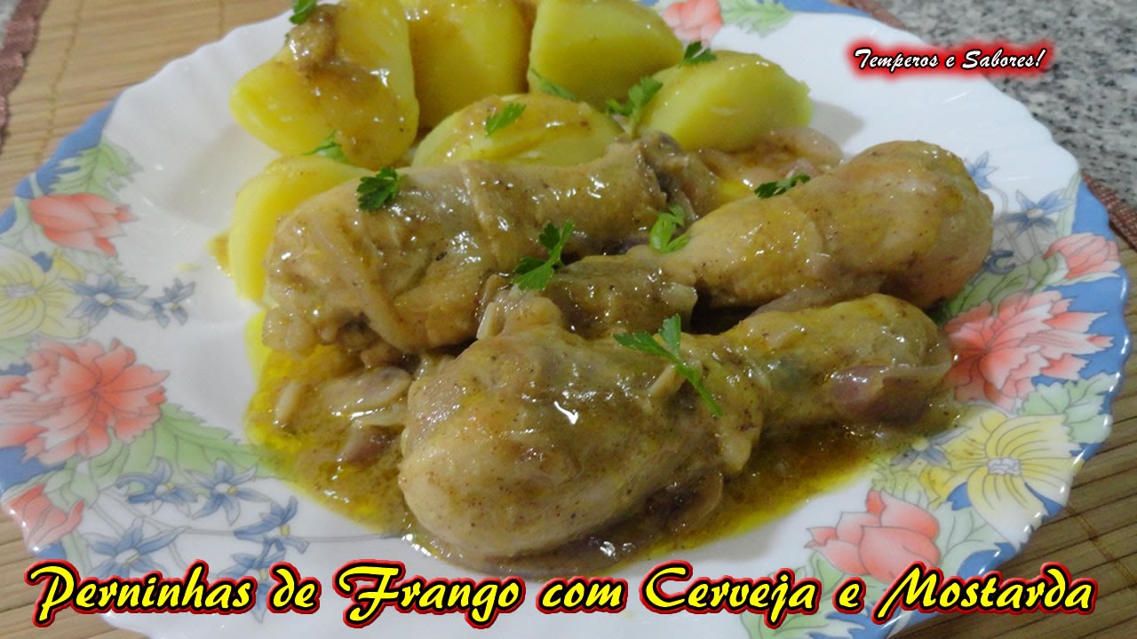 Perninhas de Frango com Cerveja e Mostarda receita fácil
