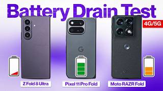 Pixel 11 Pro Fold vs Z Fold 8 Ultra vs Motorola Razr Fold Battery Drain Test