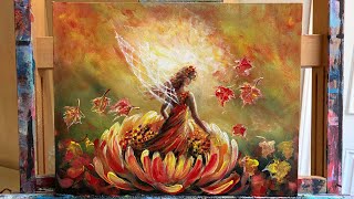 AUTUMN FLOWER FAIRY 🧚 Acrylic Painting Tutorial