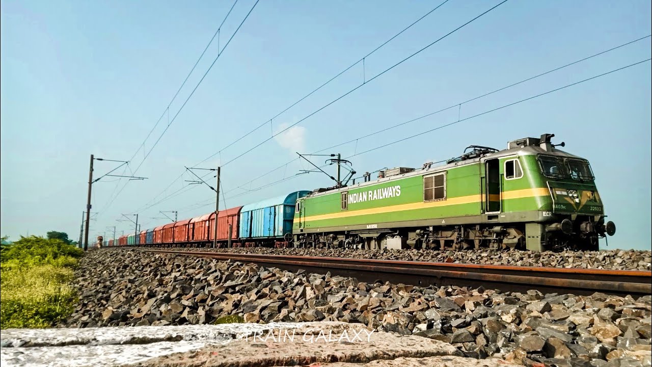 The fast-moving green giant BJU Wag-9 leading Loaded freight wagons | HBC | eastern railway