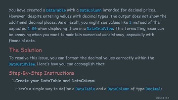 How to Set Decimal Places for a DataColumn in a DataTable in C#