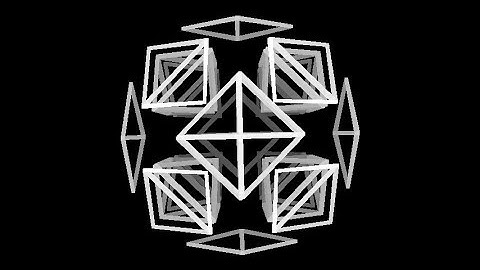 Cells-24-monochrome. Rotation in four-dimensional space. 4D. Fourth dimension. Hyperspace.