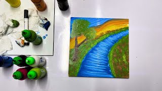 (03) Lake scenery painting | acrylic paint | new designs wall