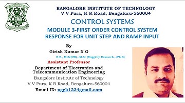 FIRST ORDER CONTROL SYSTEM RESPONSE FOR UNIT STEP AND RAMP INPUT- MODULE 3- CONTROL SYSTEMS