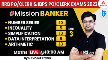 RRB PO/Clerk & IBPS PO/CLERK 2022 | Navneet Tiwari | Number Series & Arithmetic Questions #3