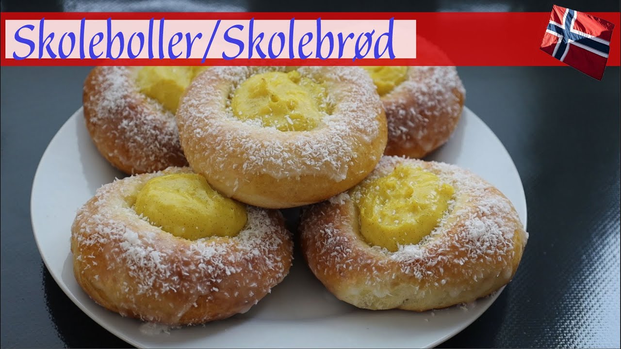 Skoleboller / Skolebrød / Norwegisches Hefegebäck mit Pudding - YouTube