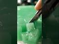 Slicing Perfect Green Glitter Jelly 🟩 🔪 #shorts #asmr