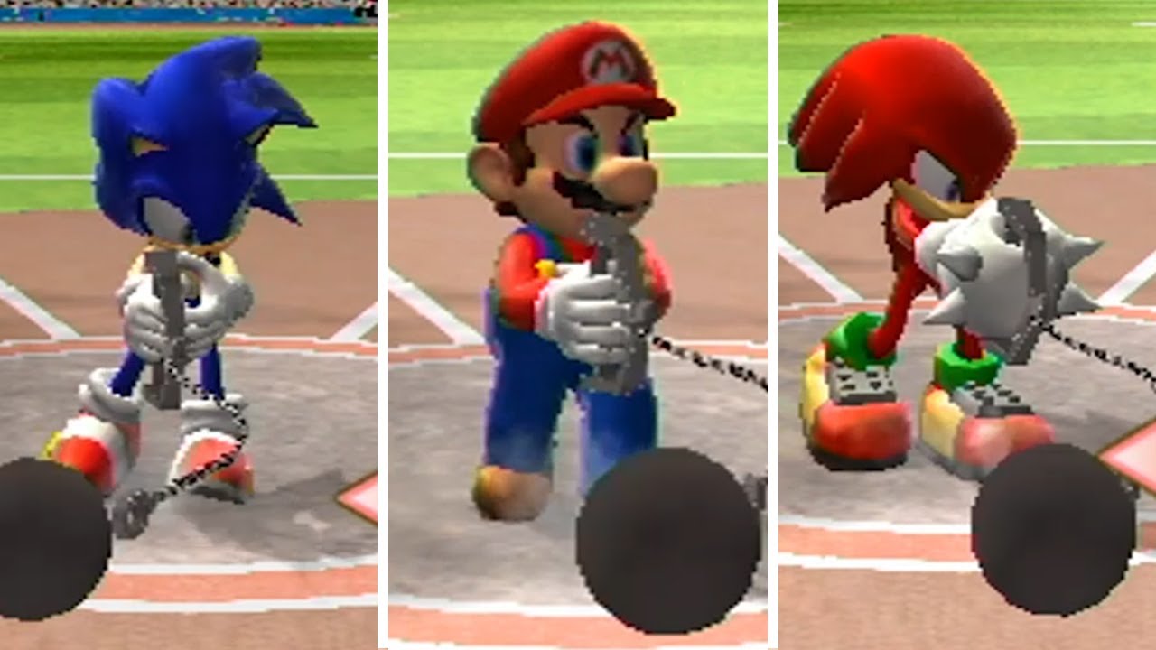 Mario & Sonic at the Olympic Games - All Characters Hammer Throw Gameplay