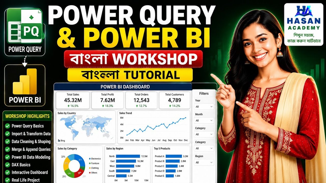 Power Query & Power BI Bangla Workshop | Create Interactive Dashboard | Power BI Bangla Tutorial