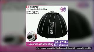 Triopo KP3 Quick Fold Deep Parabolic Softbox 60/90/120cm Bowens Mount Honeycomb Grid Compatible with