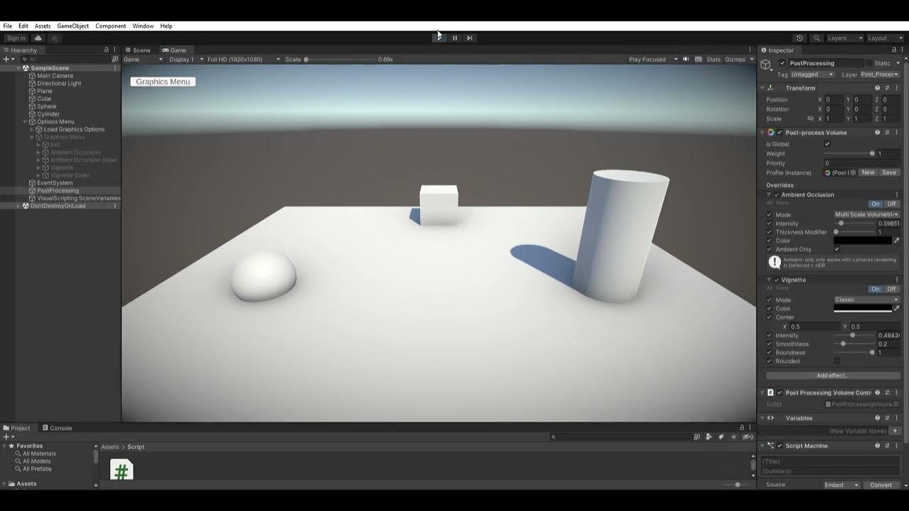 Post processing menu samplescene windows mac linux unity 2021 3 11f1