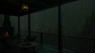 Dark and stormy rainy night - The sound of rain and a cozy fire overcomes the stormy night