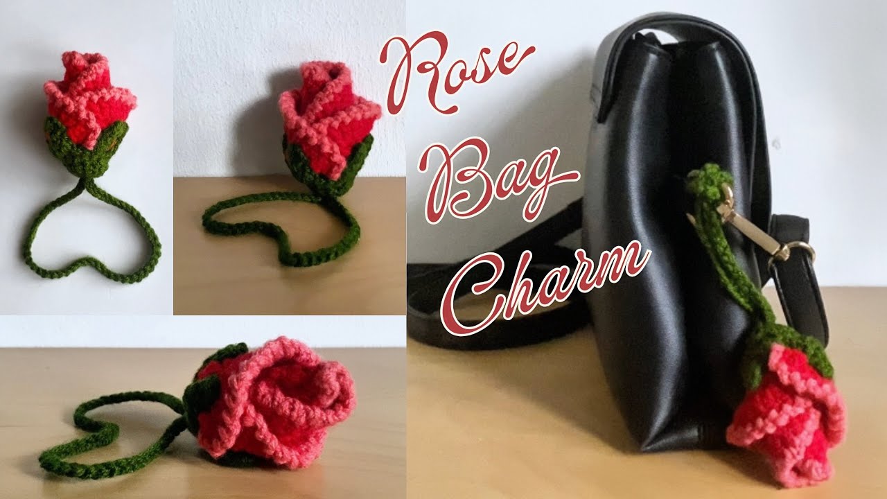 マイランEco Bag Charm - Large | Rose Crochet Rose Bag Charm | Handmade Bag Charm | LovelyJovelle - YouTube