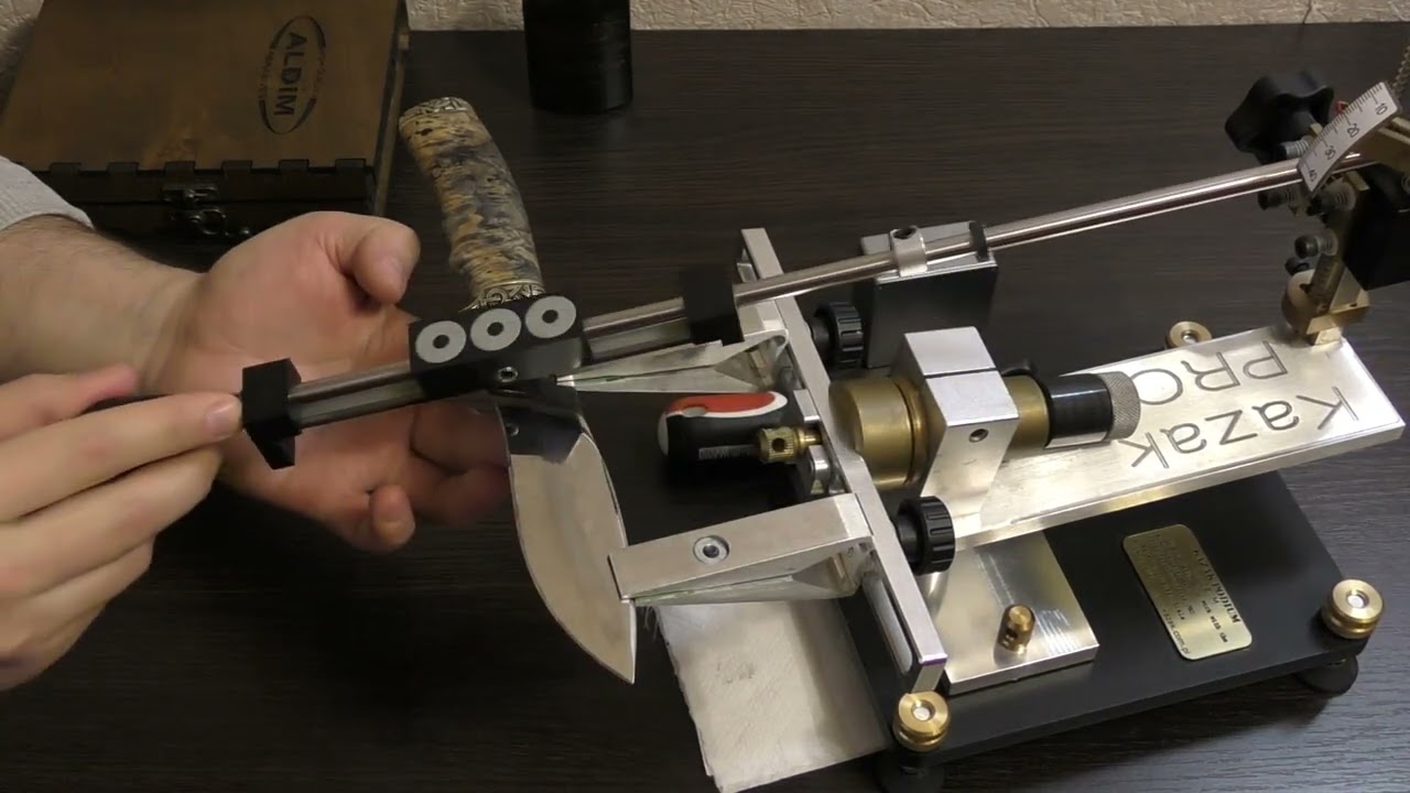 Заточка ножа с рекурвой  брусками алмазными МФФ ALDIM 150х12х7х3