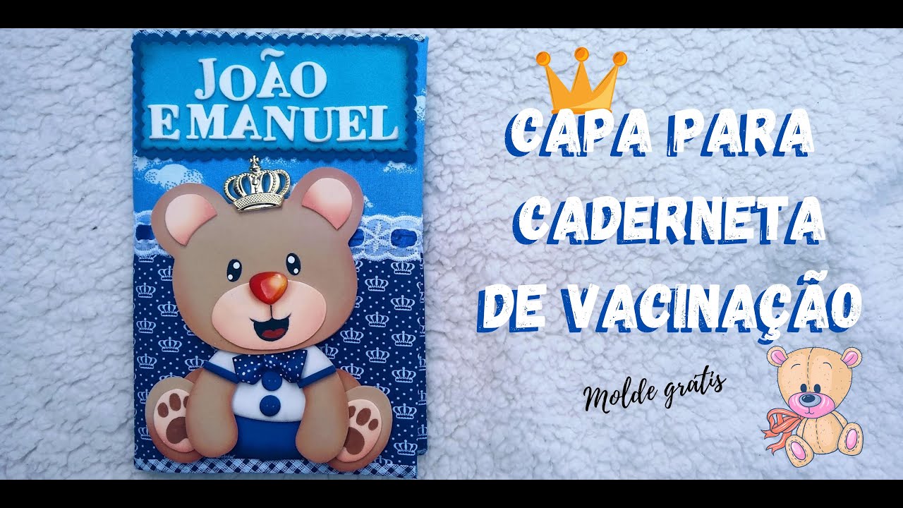 Capa de Caderneta de Vacinação Ursinho Príncipe | Molde Grátis