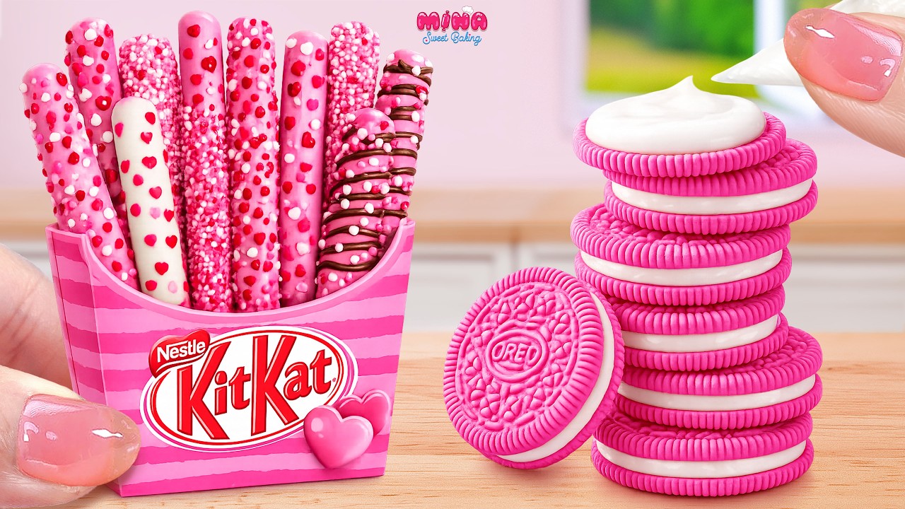 💕The Most Aesthetic Pink KitKat vs Oreo Cake💕Dreamy Pink Miniature Cake Baking | Mina Sweet Baking