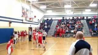 Buzzer beater while laying on floor: Blanchester 8th grade boy makes shot while laying on floor