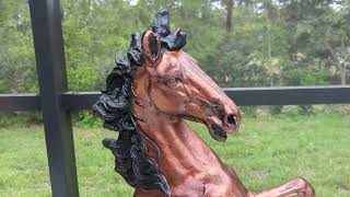Concrete Horse Statues! Custom painted in metallic copper. JC CEMENT DECORATIONS