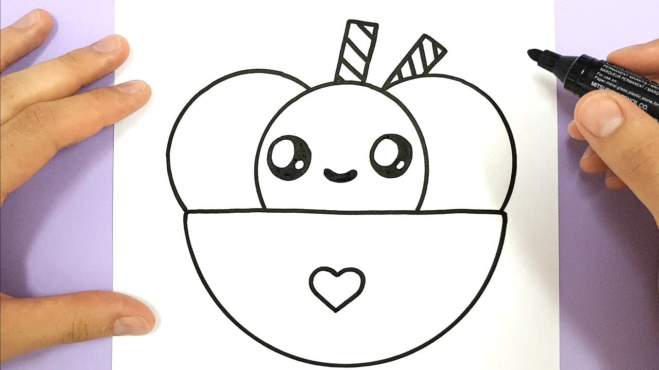 HOW TO DRAW CUTE ICE CREAM BOWL,DRAW CUTE THINGS 