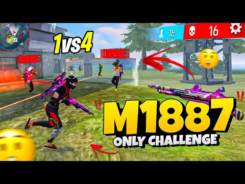 Only M1887 Challenge🥶 Crazy Double Barrel Gameplay In Solo Vs Squad😱 Free Fire