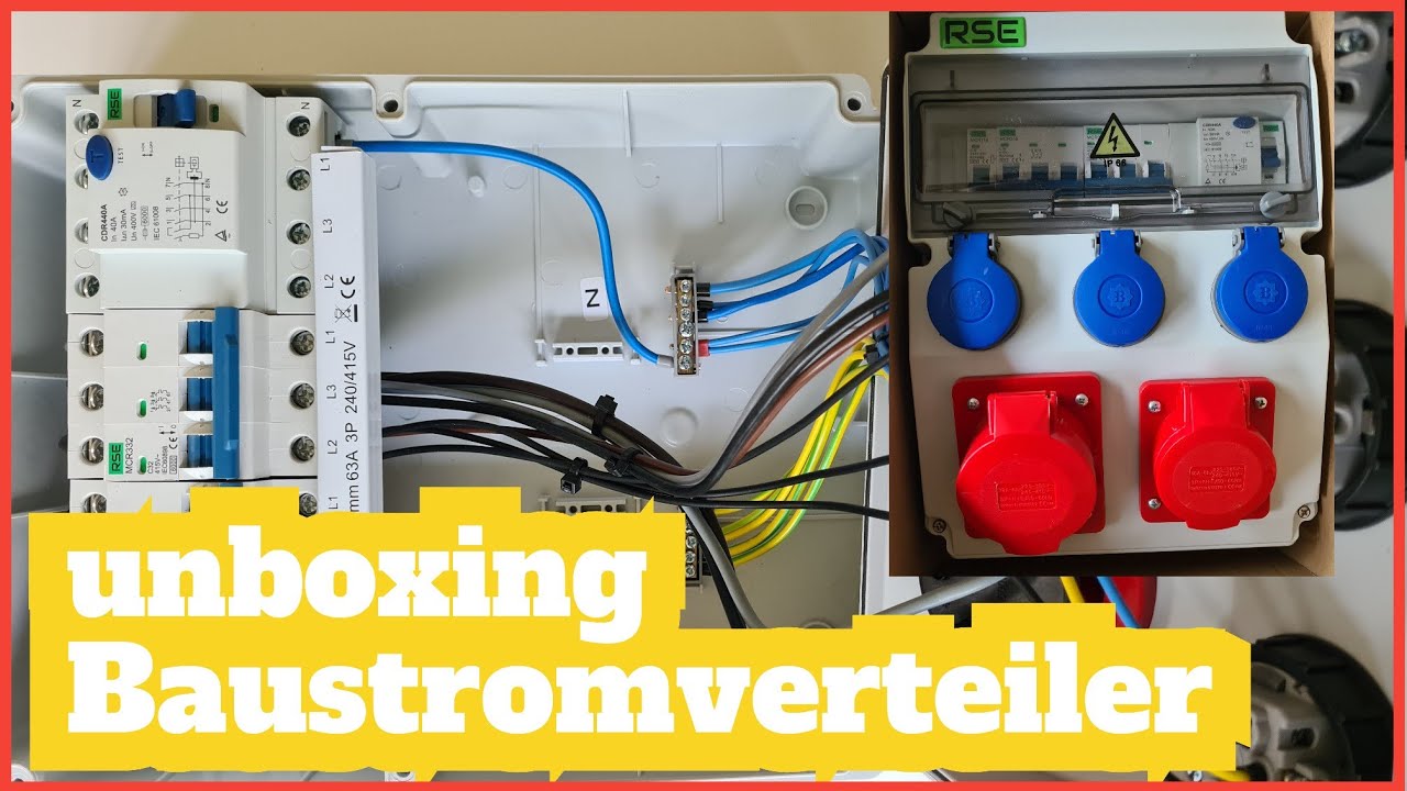 Praxistest Baustromverteiler komplett verdrahtet: CEE Dose 32A u 16A, LS und FI - RSE statt Hager