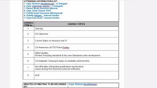 Minutes of Standardisation Meeting (Sample) | Internal Verification & Competence Assessment
