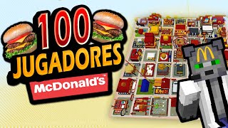 Hice que 100 JUGADORES Construyeran McDonalds en Minecraft!!!👉Reto👈