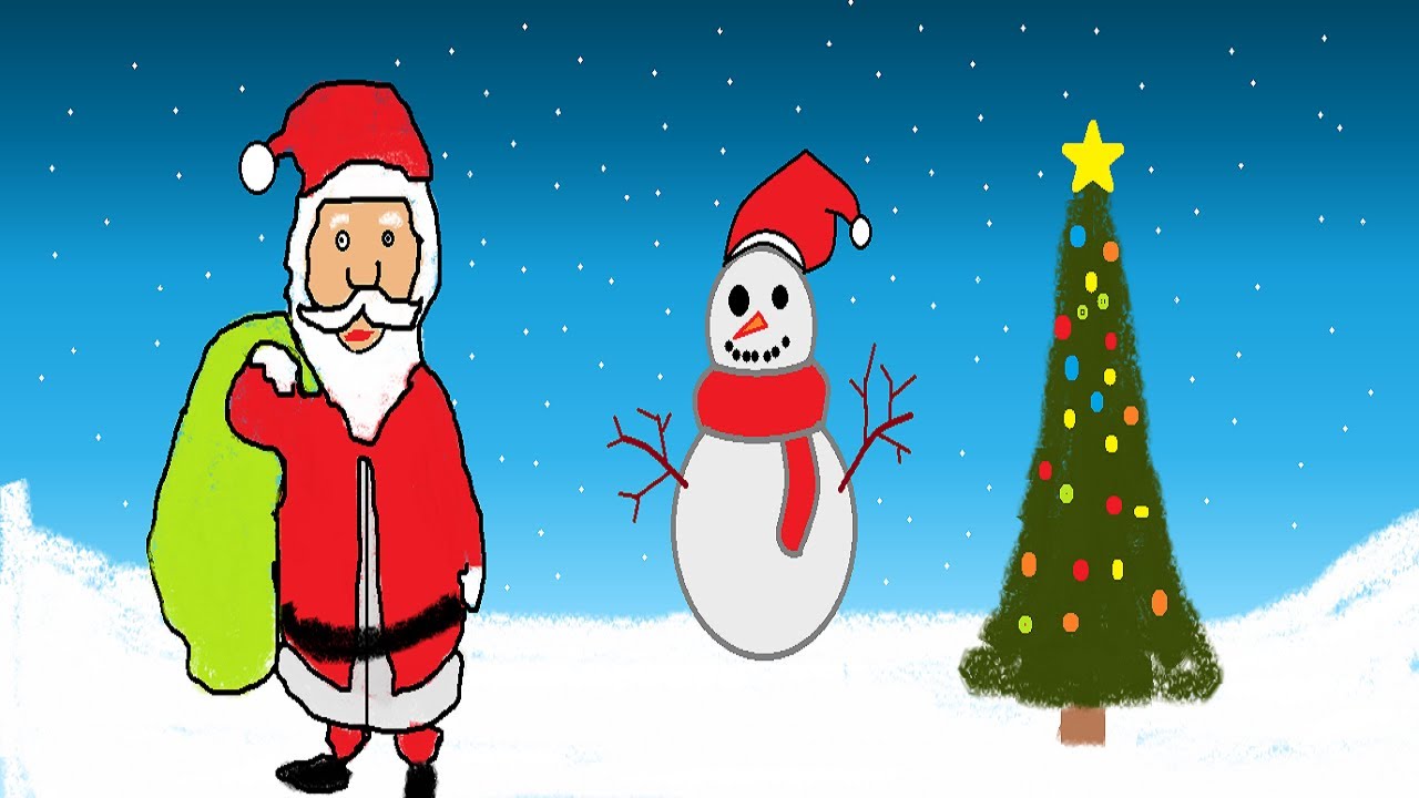 Christmas drawing in MS Paint | How to draw Santa Claus on computer using Ms Paint