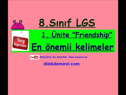 LGS İngilizce 8. Sınıf 1. Ünite Friendship Önemli Kelimeler