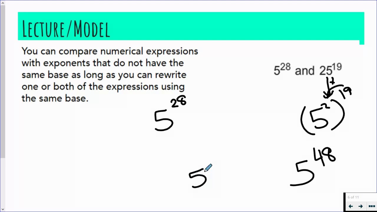 5-6 Comparing Expressions with Exponents - YouTube