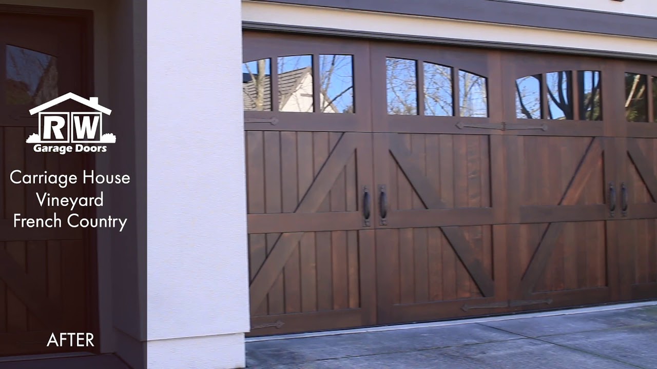 Before & After - Carriage House Vineyard French Country wood garage door