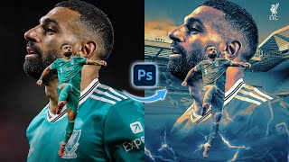 How to create a cool football poster design in Photoshop | Mohamed Salah - Liverpool FC