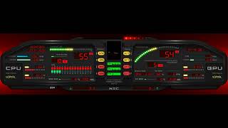 An AIDA64 K.T.T.T panel enhanced through SynQPanel with video-based visuals.