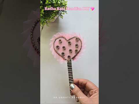 Cute Diy Heart Shape Handfan for Radha Rani ✨ #diy #viral #craft #handmade #handfan #craftideas