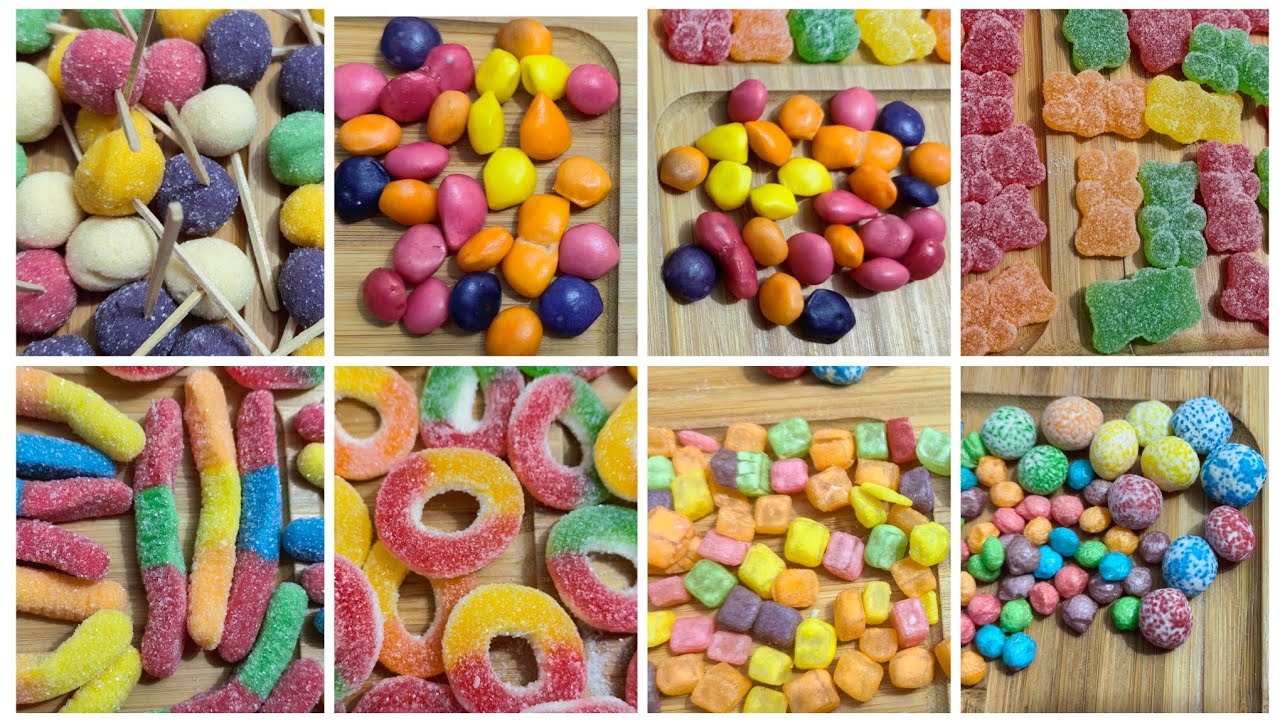 ASMR filling platter with sweets gummies 🍬🌈🌈sour candy🍬🌈🌈🍭