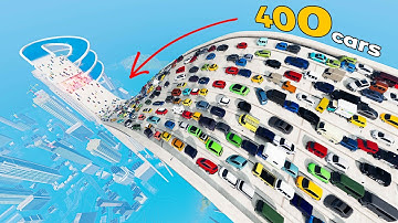 Downhill Race with 400 Cars in Beamng drive