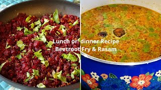 Healthy lunch recipe in 1o mins | beetroot fry | rasam recipe | lunch recipes indian | kitchen show