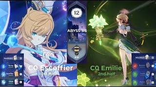 C0 Escoffier with Neuvi Freeze &amp; C0 Emilie with Father Burning | Spiral Abyss 5.6 | Genshin Impact